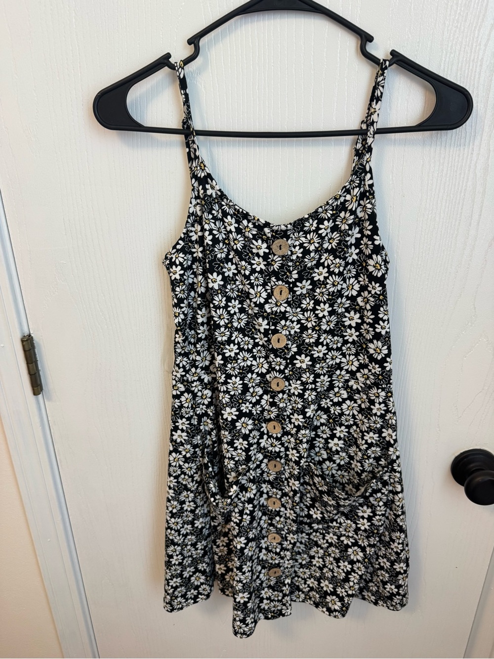 Almost Famous Black Daisy Button-Front Mini Dress